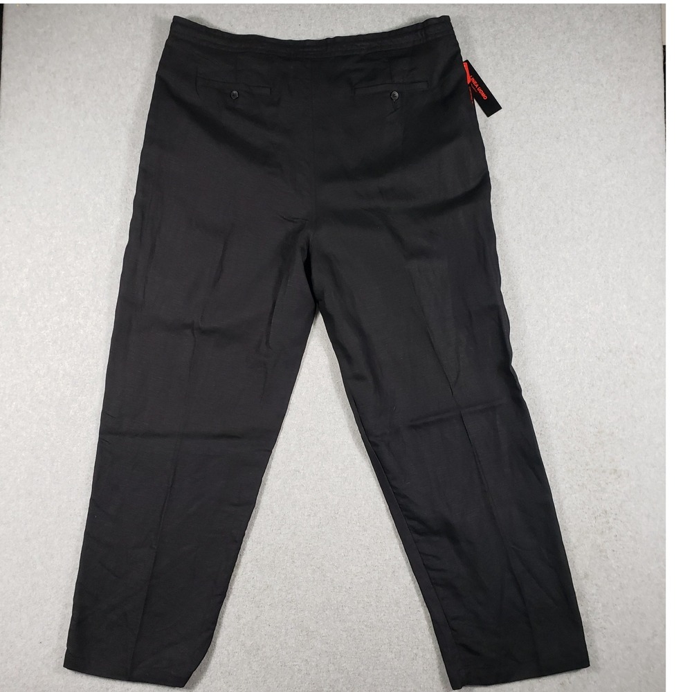 Linea Uomo Mens Pants Relaxed Fit W42 L30 Black Linen‎ Blend LV26P Summer Casual